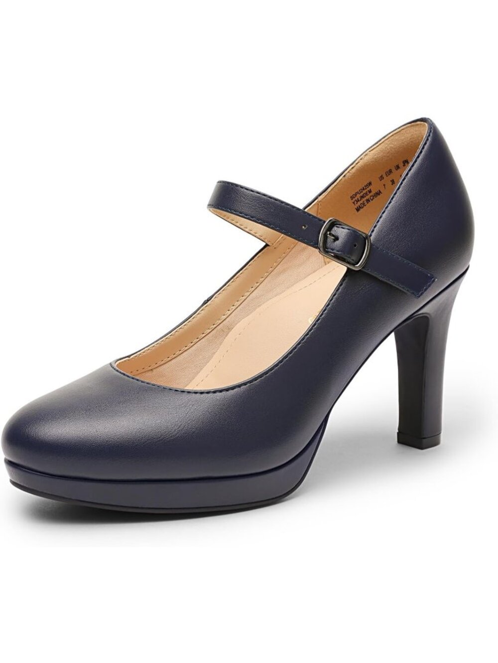 Dream Pairs Women's Navy Mary Jane Platform High Heel Round Toe Dress Pump